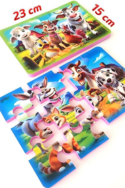 EVAKANCA 12 Parça Kalın Çocuk Puzzle Yapboz 2'li Çiftlik Hayvanları