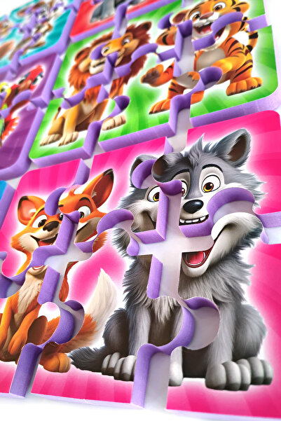 EVAKANCA 6 Parçalı 6 Adet Yaban Hayvanları Kalın Çocuk Puzzle Yapboz