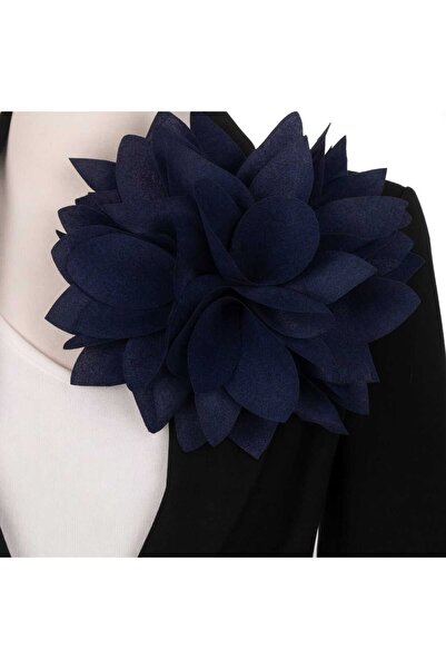 MONAME Lacivert Kumaş Büyük Çiçek Aksesuar – Broş & İğneli Abiye süsü
