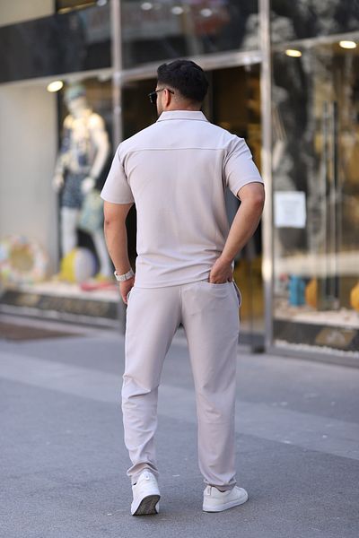cto your style Men's Polo Neck T-Shirt Comfortable Fit Zipper Detail Bottom Top Set