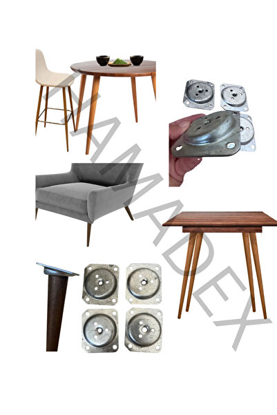 HAMADEX 30 cm Raw Wooden Pouf, Armchair, Chair Armchair Leg 4 Pieces (Metal Angle Apparatus and Screws Included)