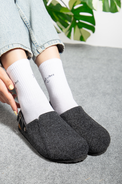 Polomia Comfort Γυναικεία σόλα από φελλό Eva Winter Closed Felt Sabo Outdoor Daily Casual Home Σανδάλια Επίπεδες παντόφλες