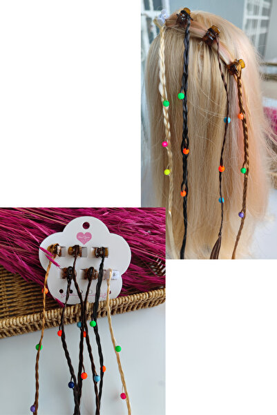 Nisankids Χρωματιστές χάντρες Πλεξούδα Μαλλιά Scrunchy Hairpiece Τεχνητά μαλλιά