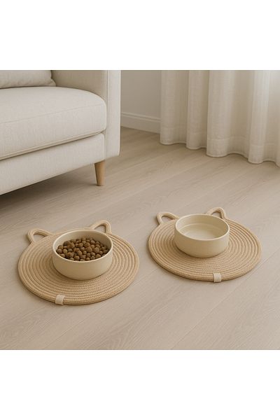 ÖRGÜM Cat Food Mat 2-Piece Cat Serving Mat 32X32 cm