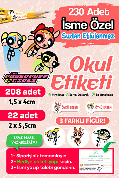 PANDA SOKAĞI Okul Etiketi Kalem Defter Isimli Etiket Isim Yazılabilen - 230 A...
