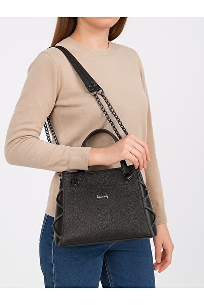 MOLDİVA Τσάντα μαύρης αλυσίδας με μακρύ λουράκι - Ρυθμιζόμενο λουράκι, τσάντα...