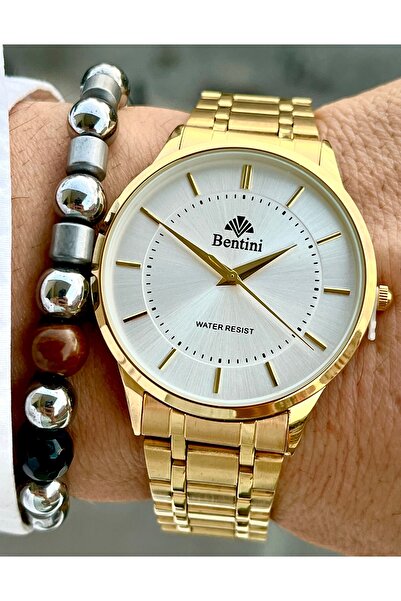 Bentini ساعة يد رجالية مضمونة مقاومة للماء من الفولاذ المقاوم للصدأ، حافظة فو...
