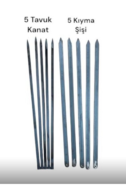 YILMAZNARGİLE Adana Kebap Kıyma Şişi 5 Adet Tavuk Kanat Şişi 5 Adet.Silme Set...