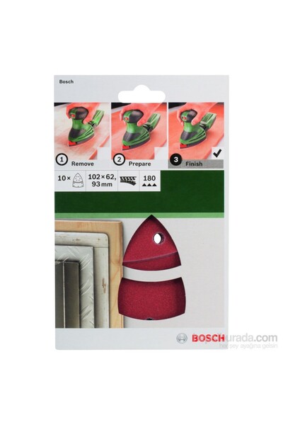 Bosch - Multi Zımpara Kağıdı 10'Lu, 102 X 62/93 Mm 180 Kum 11 Del