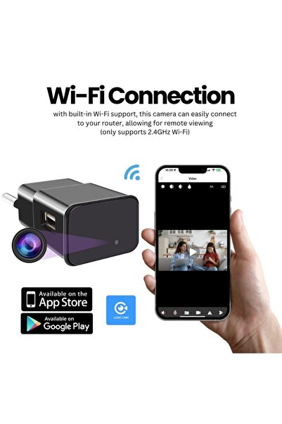 iUni Nabíječka mini kamery USB IP1000, Wi-Fi, Full HD, podpora karet MicroSD, živý náhled v telefonu