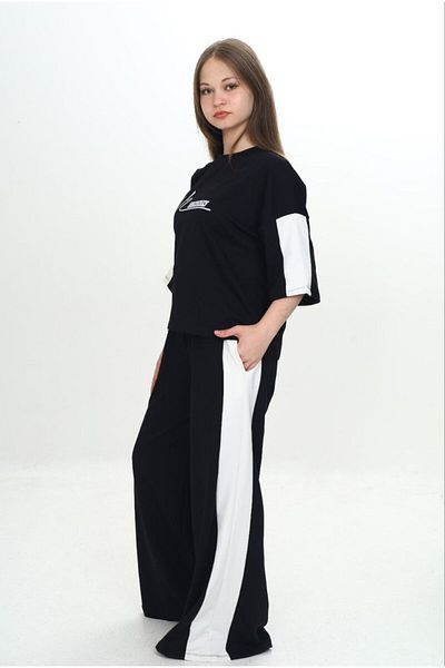 Jannock Set de trening pentru fete, 100% bumbac, oversize, imprimat Londra, garnituri cu mâneci trei sferturi-293