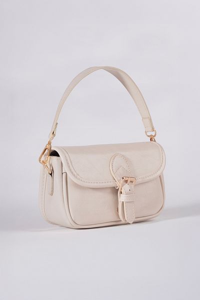 macsoo Mio Model Women's Cream Mini Clamshell Hand and Shoulder Bag