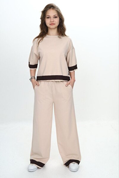 Joui Co Oversize Cut Short Sleeve 100% Cotton Girls Tracksuit Set-285