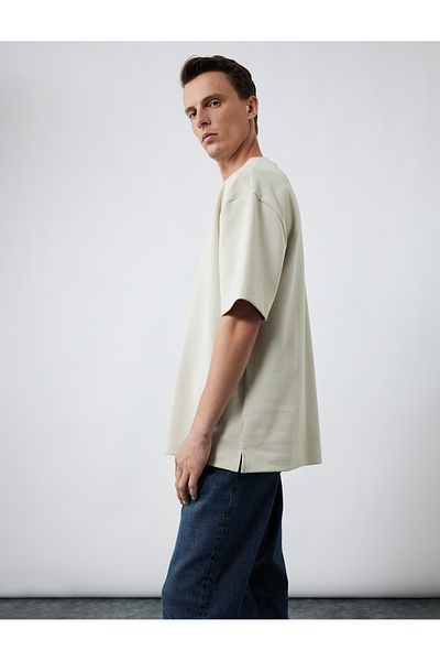 Koton Cotton Short Sleeve Pique Fabric Crew Neck Basic Oversize T-Shirt