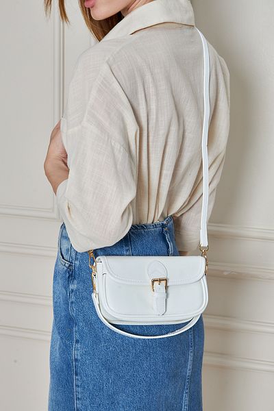 macsoo Mio Model Women's White Mini Clamshell Hand and Shoulder Bag