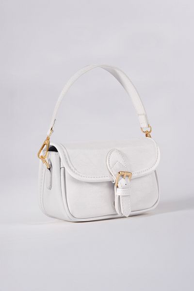 macsoo Mio Model Women's White Mini Clamshell Hand and Shoulder Bag