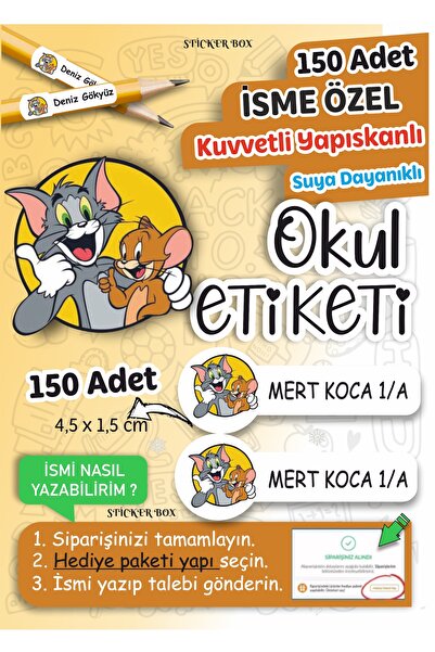 Think And Print Okul Etiketi Kalem Defter Etiketi Özel Isim Yazılabilen Etiket