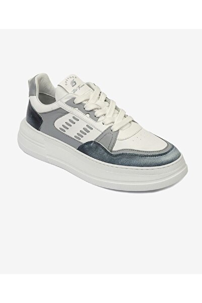 Greyder Kadın Mavi Beyaz Hakiki Deri Sneaker Ayakkabı 4Y2SA33220