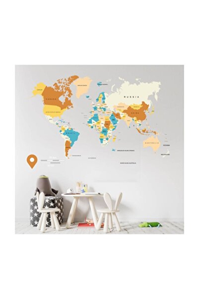 Colorful Countries Map Modern Living Room Living Room and Children's Room One Piece Wall Sticker