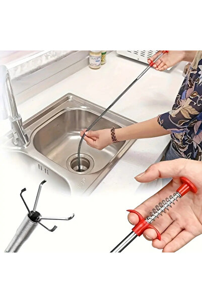 ibico 200 Cm (2 METRE) Pratik Kıskaçlı Clamp Tıkalı Lavabo, Evye, Küvet Ve Gider Boruları Açma Aparatı