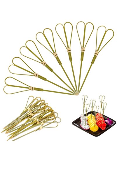 alenked Kalp Bambu Kürdan Kokteyl Çubukları, 50 Adet Kanepeler ,mezeler,parti...