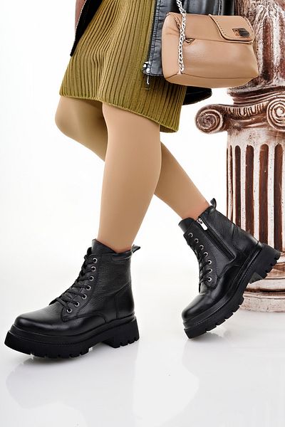 Deripabuc Genuine Leather Black Women's Leather Boots Trc-10938