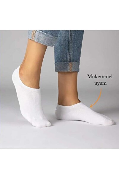 Çorapdiyari Premium Bamboo Sneaker Invisible Ankle Sports Booties Socks 9 Piece Special Box - White (Number 35-40)