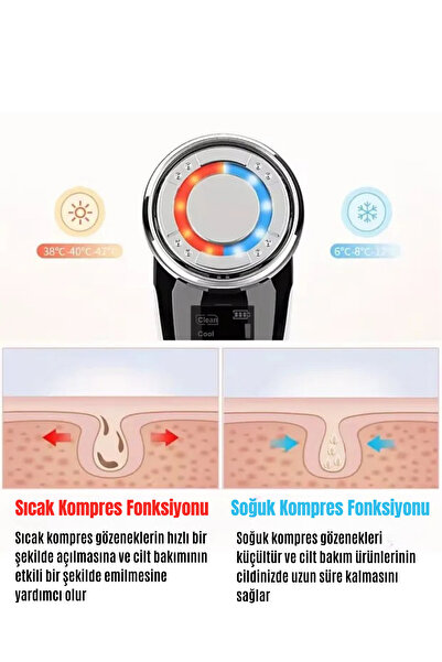 Enshall Yeni Nesil Kırışıklık Sarkma Giderici Soğuk-Sıcak Titreşim Cilt Bakım Cihazı Yüz Masaj Aleti