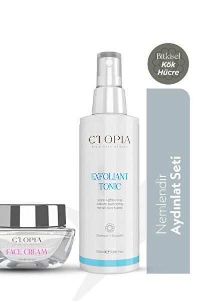 C'LOPIA BEAUTY Bitkisel Kök Hücre Leke Karşıtı Anti-aging Tonik Krem Set Nemlendir Aydınlat AHA/BHA Niacinamide