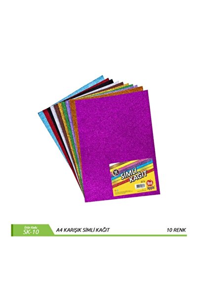 Red Apple Kağıt Simli A4 10 Renk Sk-10 - 10'lu Paket