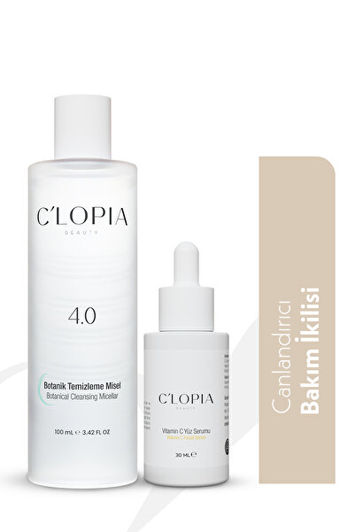 C'LOPIA BEAUTY Aydınlatıcı Canlandırıcı Cilt Bakım Ikilisi C Vitamini Hyaluronik Asit Propolis Gül Suyu Vitamin E