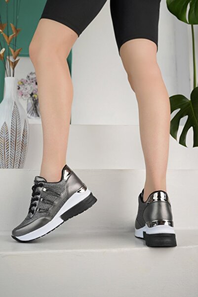 lady classy Kadın Taşlı Rahat Kalıp Topuklu Spor Ayakkabı