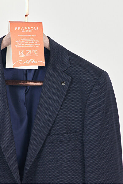 Frappoli Bonomo Erkek Koyu Lacivert Astarlı Düğmeli Basic Blazer Ceket (Büyük Beden-Battal)