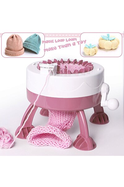 OEM Knitting Machine for Hats, Scarves, Gloves, for Kids and Adults, 22 Needles, Pink-White