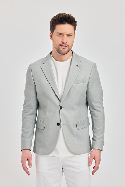 Frappoli Antony Erkek Siyah-Gri Polyester Kumaşlı Slim Fit İlkbahar-Yaz Spor Blazer Ceket