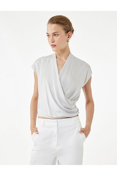 Koton Regular Fit Flowy Draped Sleeveless Double Breasted Blouse
