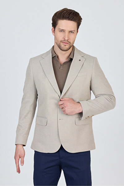 Frappoli Antony Erkek Koyu Vizon-Gri Polyester Kumaşlı Slim Fit İlkbahar-Yaz Spor Blazer Ceket