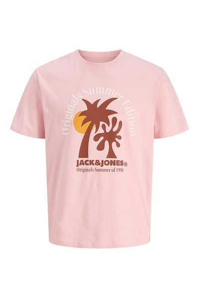 Jack & Jones Tricou cu imprimeu cu logo pentru bărbați J&J JJDOWN roz deschis A3333