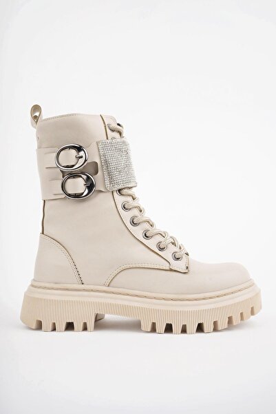 lady classy Γυναικείες μπότες με πέτρινη λεπτομέρεια με φερμουάρ και αντιολισθητική σόλα