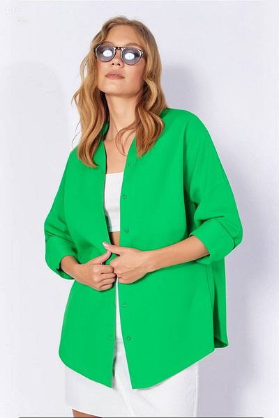 hazelin قميص أساسي طويل كبير الحجم للسيدات باللون الأخضر الداكن، هرتزل22w-bd139001
