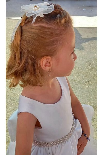 İlknur Karaca Design Rochie albă pentru ziua specială pentru nuntă pentru fetiță