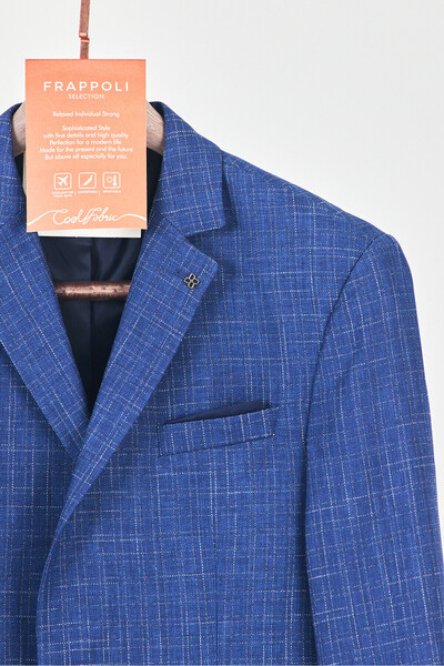 Frappoli Acario Men's Navy Blue Mono Collar Slim Fit Blazer Jacket (Large Size - Oversize)