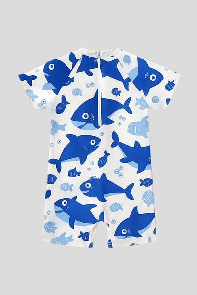 My Kids Wear Costum de baie cu bonetă, fermoar de plajă, salopetă de protecție solară pentru băieți