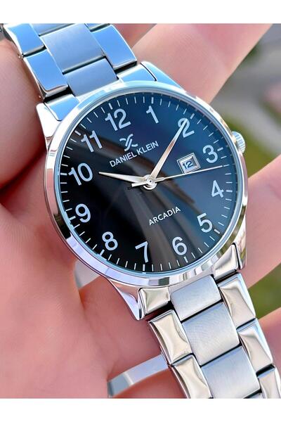 Daniel Klein Black Numerals Calendar Tar Steel Cord 30 Mt Water Resistant Men's Wrist Watch