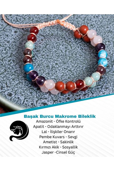 Saff Doğal Taş Certified Virgo Macrame Bracelet