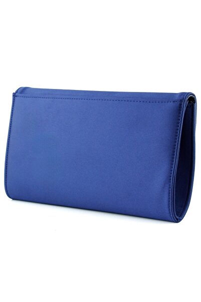 Erkan Saçmacı Elegant Evening Dress Handbag with Navy Blue Satin Chain Strap and Magnetic Closure Inner Pocket