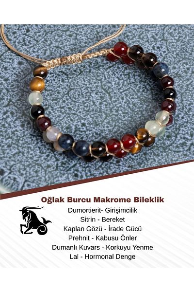 Saff Doğal Taş Certified Capricorn Macrame Bracelet
