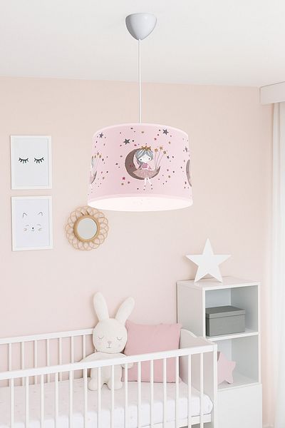 Bebişim Halı Cute Princess Sitting on the Moon Children's Room Pendant Chandelier