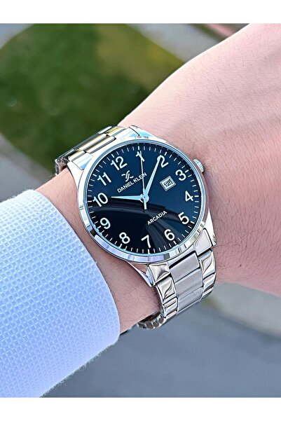 Daniel Klein Black Numerals Calendar Tar Steel Cord 30 Mt Water Resistant Men's Wrist Watch