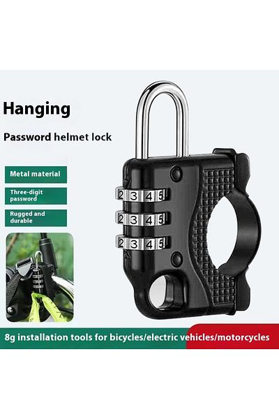 Choice 1 pc Electric Bike Anti-Theft Combination Lock Durable Helmet Lock with Convenient Hook for Bicyc...